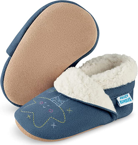 Baby Slippers - Navy Blue Moon and Stars