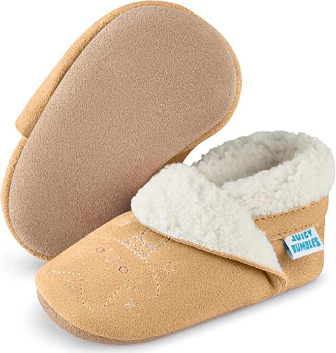Baby Slippers - Beige with Moon and Stars
