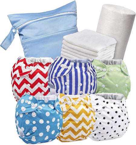 Stripes and Polka Dots Reusable Nappy Kit