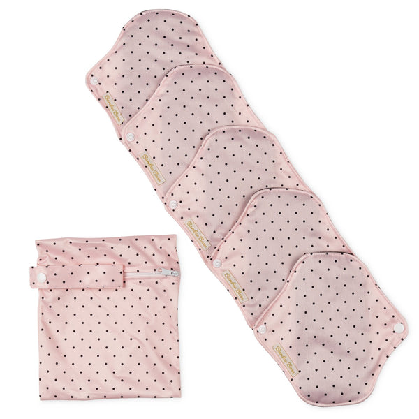 Reusable Bamboo Cloth Sanitary Pads - Set of 5 with Bag
