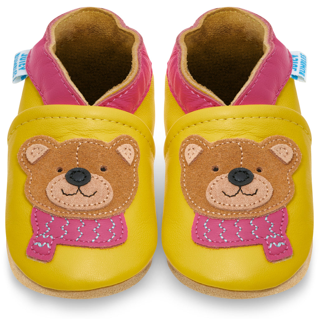 Bear with a Scarf Soft Leather Baby Shoes