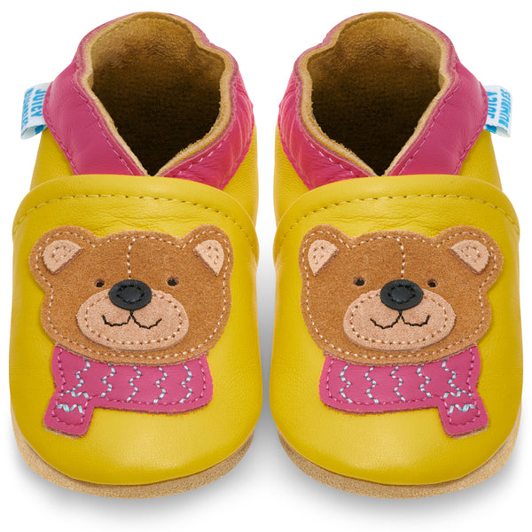 Bear with a Scarf Soft Leather Baby Shoes