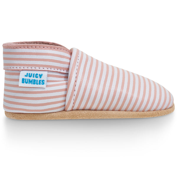 Baby Shoes Pink and White Stripes