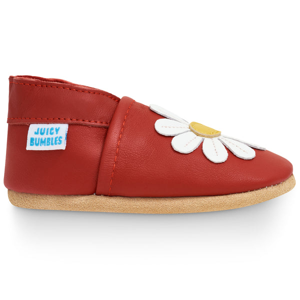 Baby Shoes Red Daisy