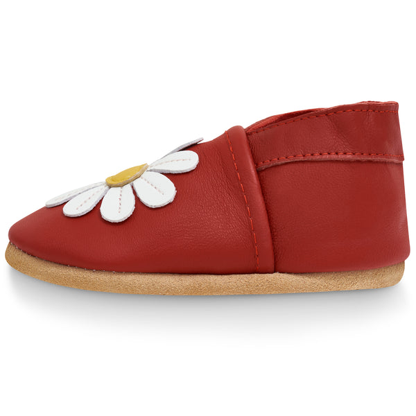 Baby Shoes Red Daisy