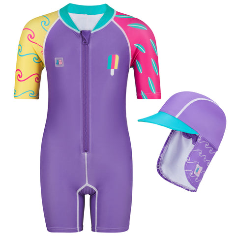 Baby Kids Swimming Costume & Swimsuit UPF50+ with Hat - Surfer